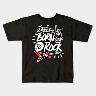 Born To Rock Music Rock and Roll 80s Lover Vintage Graphic Kids T-Shirt